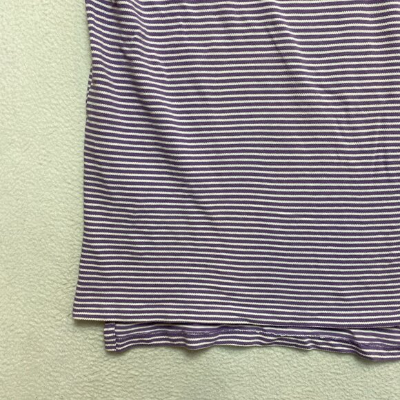 VINTAGE Polo Ralph Lauren Polo Shirt Mens L Purple Short Sleeve Striped Made USA - Picture 6 of 12